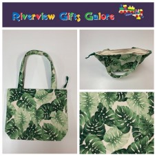 Medium Tote Bag with Zip - Leaves on Cream Medium Tote Bag with Zip - Leaves on Cream